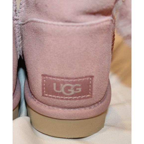 UGG WOMEN'S IRINA STAR CHARM BAILEY POM SUEDE‎ SHEARLING ANKLE BOOTS PINK - Picture 6 of 9